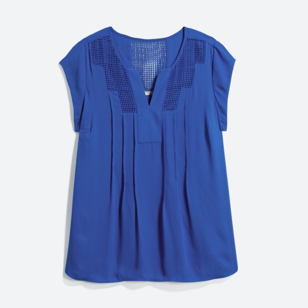 Lace detail split neck blouse